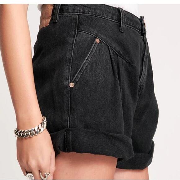 New FREE PEOPLE One Teaspoon Streetwalkers High-Waist Shorts $130 SIZE 24 Black - Picture 9 of 10